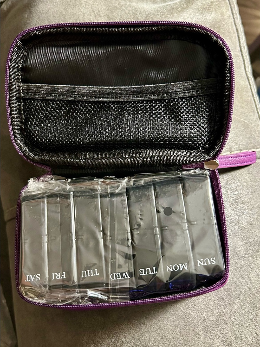Weekly Pill Organizer Travel Case - Purple